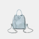 Летний небольшой рюкзак, джинсовая защитная сумка, значок, сумка на одно плечо, делается под заказ, 2023, в стиле Шанель, из натуральной кожи