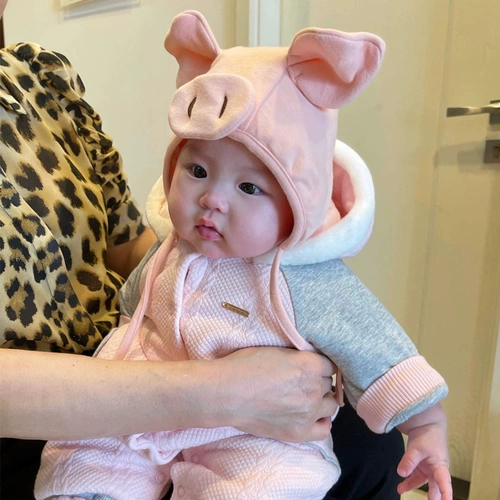 Детская демисезонная хлопковая милая ветрозащитная шапка для раннего возраста для выхода на улицу, в западном стиле