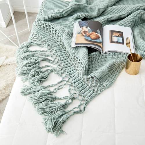 Blankets for Beds Hand-knitted Sofa Blanket Photo Props Tas