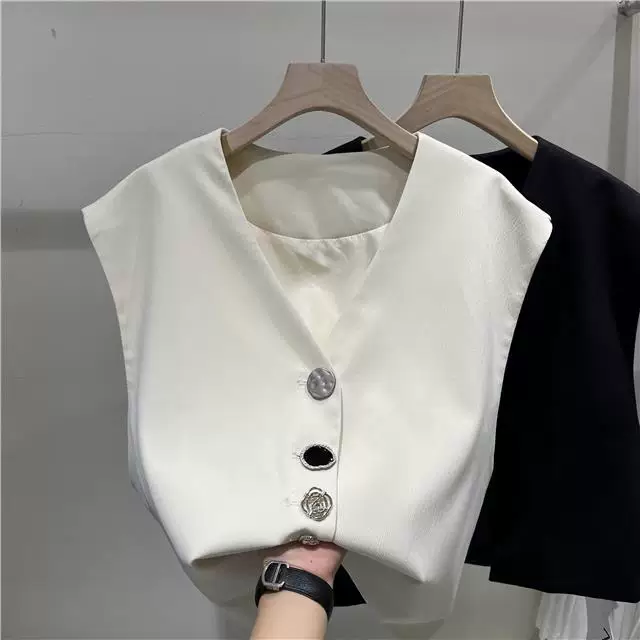 Тонкий костюм, жилетка, летняя короткая безрукавная куртка дизайна, тренд сезона