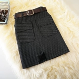 Демисезонная шерстяная юбка, мини-юбка, увеличенная толщина, в стиле Шанель, высокая талия, А-силуэт, подходит для подростков