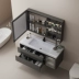 Tủ phòng tắm chính hãng kết hợp ánh sáng sang trọng gỗ rắn hiện đại tối giản tối giản rửa sạch bồn tắm phòng tắm tủ thông minh tủ tủ đựng mỹ phẩm có gương tủ gương trang điểm 