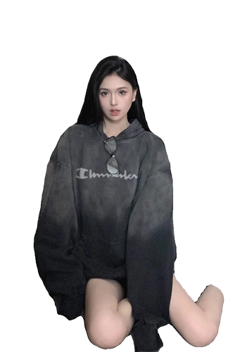 Осенняя демисезонная толстовка с капюшоном, дизайнерская куртка, градиент, тренд сезона, увеличенная толщина