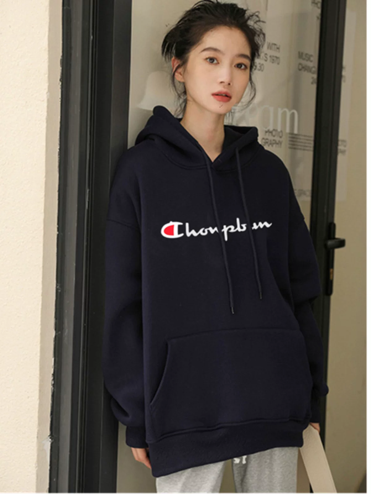 Demi-season hoody, warm jacket, Japanese version, for beloved, oversize, increased thickness