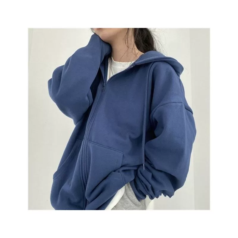 ЖЕНСКИЕ ХОРАНЖУКА стильные худи на молнии Oversized однотонные P
