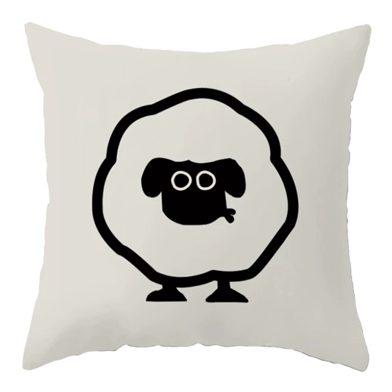 Modern and minimalistic pillow, pillowcase, sofa, sheep