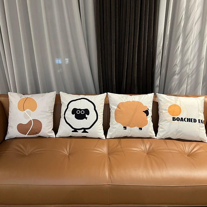 Modern and minimalistic pillow, pillowcase, sofa, sheep