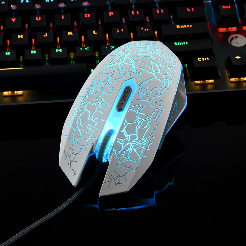 [雷蛇七彩游戏鼠标发光个性裂纹磨砂电竞LOL/CF机械牧马人USB有线]