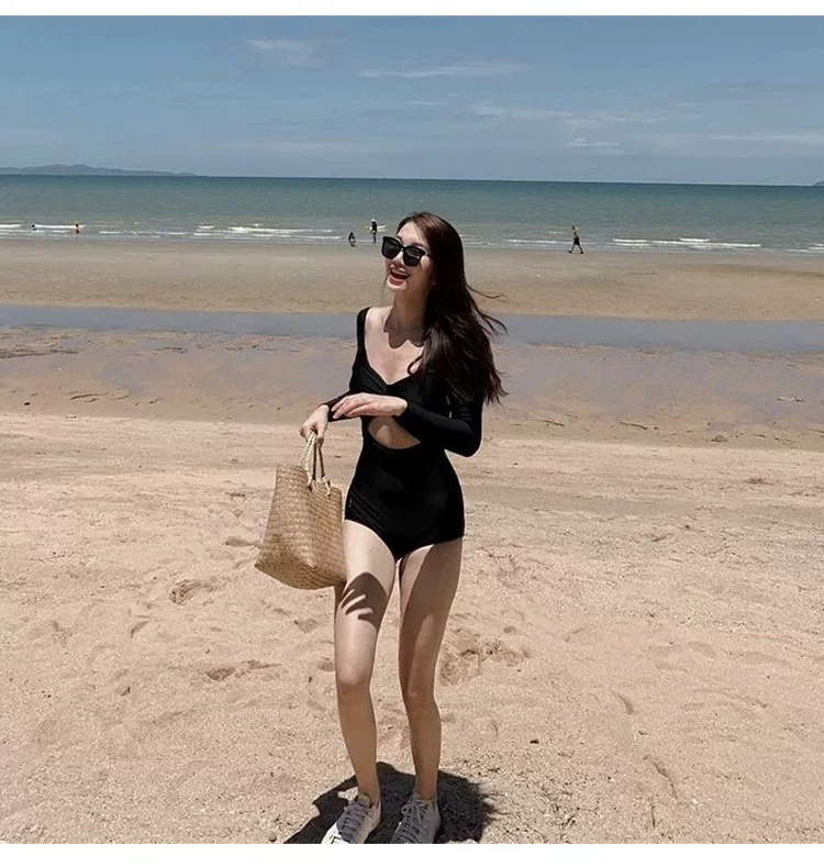 Элитный пляжный боди, длинные рукава, купальник, открытая спина