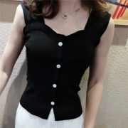 Mùa hè 2019 phiên bản Hàn Quốc của áo sơ mi mới tay áo vest không có dây lưng cẩn thận máy móc của phụ nữ mặc áo sơ mi bên ngoài mặc - Áo ba lỗ