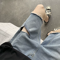 Летние японские трендовые джинсы, штаны для отдыха, в корейском стиле, оверсайз, свободный прямой крой