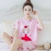 Bông lụa đồ ngủ của phụ nữ mùa hè ngắn tay phù hợp với bông lụa của phụ nữ quần phần mỏng cotton nhân tạo dịch vụ nhà kích thước lớn hai mảnh pyjama thu đông Giống cái