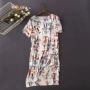 Mùa hè mới của phụ nữ cotton lụa cotton lỏng gió quốc gia thoải mái phiên bản Hàn Quốc của váy ngủ ngắn tay áo ngủ - Đêm đầm đầm mặc ở nhà