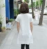 Cộng với phân bón XL phụ nữ mang thai T-Shirt tops trắng ngắn tay mùa hè ăn mặc thai sản váy chất béo MM Hàn Quốc phiên bản bông lỏng 200 kg