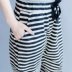 Mùa xuân và mùa hè Hàn Quốc phiên bản của lỏng quần dài chất béo mm giản dị đàn hồi eo đàn hồi cotton sọc màu xanh và trắng chín điểm harem quần thời trang nữ 2021 Quần Harem