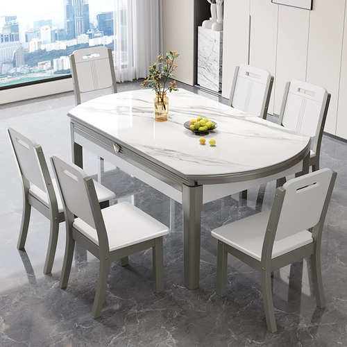 Современная простота рок панель обеденный стол и стул Комбинированный свет роскошная маленькая квартира Домохозяйственная телескопическая складная деревянная склад