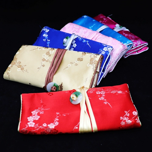 Китайская портативная косметичка, ожерелье, цепочка, браслет, кольцо, сумка-органайзер, пенал, сумка, китайский стиль, из парчи