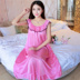 Đồ ngủ của phụ nữ ngắn tay kích thước lớn băng dài lụa mùa hè chất béo MM nightdress lỏng sexy mang thai phụ nữ mang thai nightdress sling váy ấm áp cho mùa đông Đêm đầm