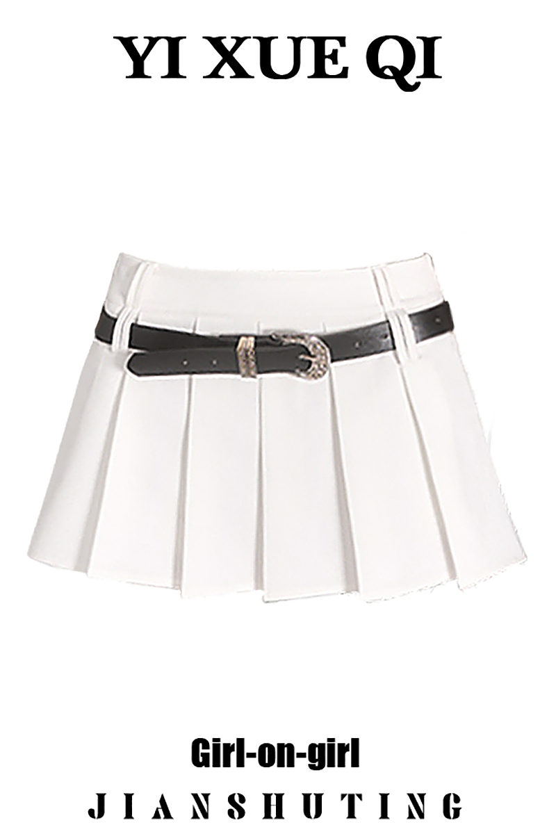 YIXUEQI American JK New Black and White Pleated Skirt Women's Spring and Summer Hot Girl A- line Low Waist Ballet Skirt