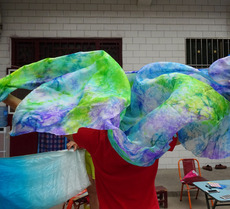 Аксессуары для танца живота 真丝肚皮舞纱巾纯手工个性扎染手抛纱演出练习手抛纱桑蚕丝纱巾