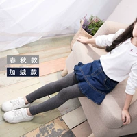 Quần legging jeans nữ 2018 xuân mới quần trẻ em váy quần giả hai ra ngoài mặc quần xuân hè và quần trẻ em - Quần quần áo trẻ em