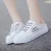 2018 mùa hè dép mới nửa giày giày nữ sinh viên giày thấp giày vải Hàn Quốc giày của phụ nữ giày đầu tròn phẳng