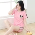 2018 mùa hè mới ngắn tay đồ ngủ nữ mùa hè mỏng phim hoạt hình với bông dễ thương Hàn Quốc dịch vụ nhà phù hợp với đồ bộ short mặc nhà Giống cái