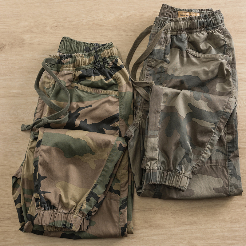 Breathable camouflage pants men's trend loose casual corset pants pure cotton cutting work clothes pants