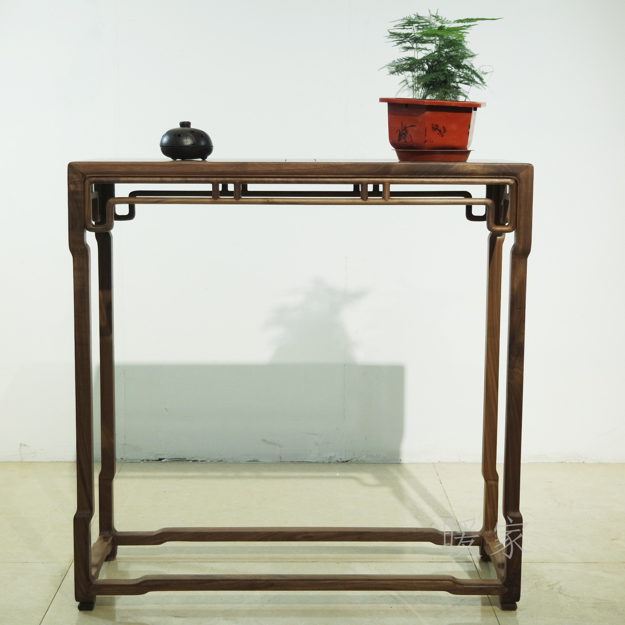 中式禅意黑胡桃香几免漆实木花架花几明式香炉架边几清供桌条案