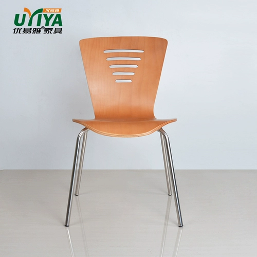 Высокоэнергетические деревянные изогнутые изогнутые изогнутые деревянные стул Современный простой простые ресторан