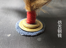 Китайский воланчик 真皮铜钱真鸡毛毽子 纯手工皮钱大毽子 耐踢成人儿童本色比赛毽子