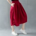 Văn học retro linen váy gió quốc gia đàn hồi eo A-loại bông và vải lanh váy dài chân rộng cắt quần quần váy