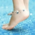 Blue Ocean Heart Crystal Sterling Silver Bell Anklet Bà Fringe Sexy Nhật Bản và Hàn Quốc vòng chân nữ đẹp Vòng chân