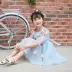 Cô gái ăn mặc cổ tích con công chúa váy vest váy màu xanh hoa hồng cô gái váy cưới 2018 Amoi váy thu đông đẹp cho bé Váy