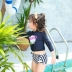 Hàn Quốc dễ thương dài tay nhỏ và vừa trinh em bé quần cao eo quần chống nắng trẻ em đồ bơi cô gái catwalk đồ bơi - Bộ đồ bơi của Kid