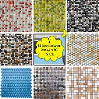 Стеклянная мозаика, синий зеленый круглый бассейн