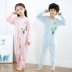 Bộ đồ ngủ trẻ em Xiêm Mùa hè mỏng 3 Sợi tre 5 Áo dài 7 Quần áo điều hòa không khí cho bé trai 9 tuổi và bé gái One Piece - Áo liền quần