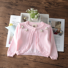 Плащ детский 2024春夏女童披肩纯棉薄六一表演配裙子公主小外套小童针织衫外搭