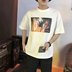 Người đàn ông Hàn Quốc ngắn tay t- shirt mùa hè vài lỏng lẻo một nửa tay áo sơ sinh sinh viên giản dị năm- điểm tay áo vòng cổ t- áo sơ mi thủy triều Áo khoác đôi