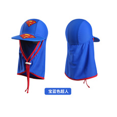 пляжная шляпа 卡通图案儿童泳帽防晒帽素色沙滩防风防晒护颈遮阳帽海边帽度假帽