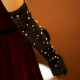 Дизайнерские черные бархатные длинные перчатки из жемчуга для невесты, свадебное платье, аксессуар подходит для фотосессий