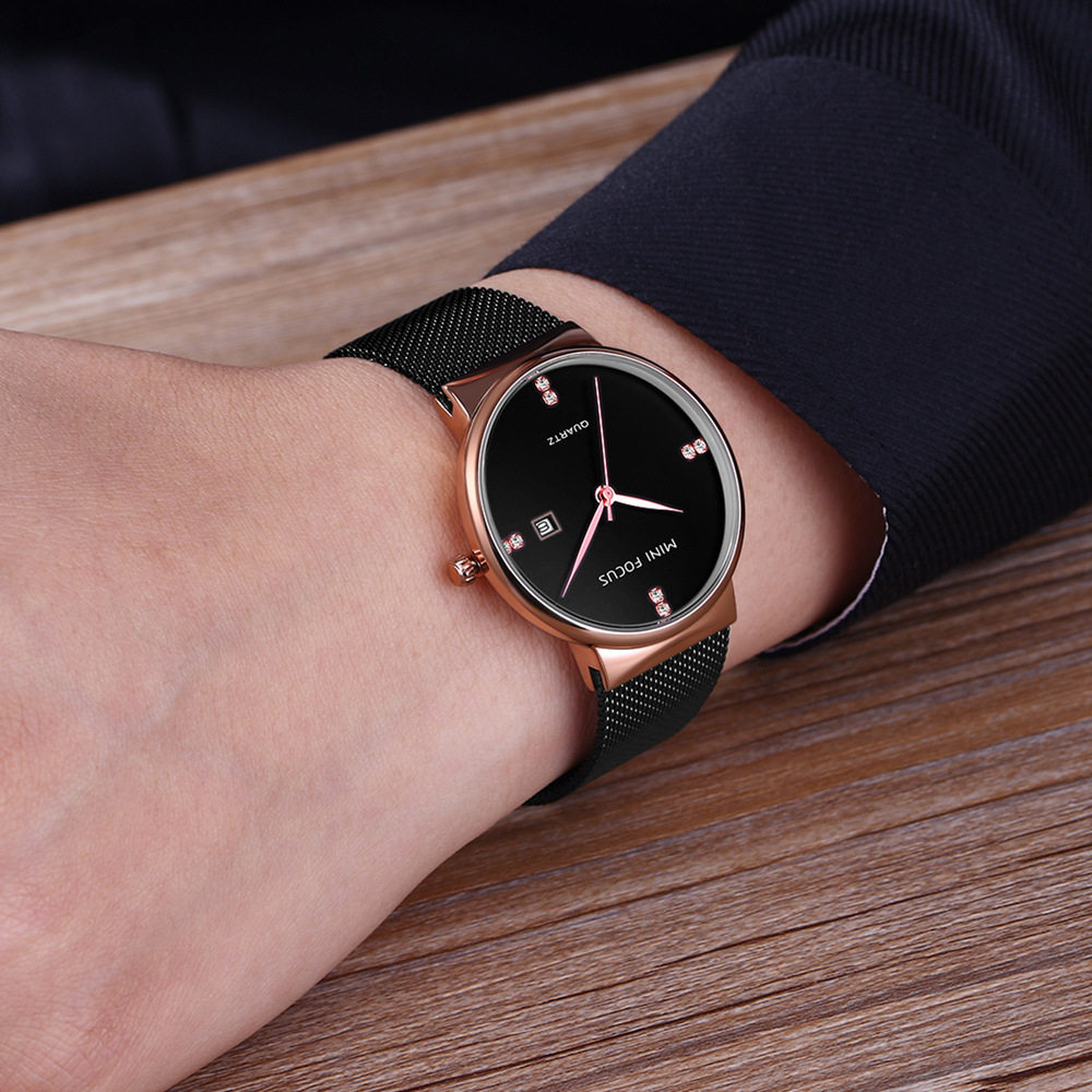 MINIFOCUS Fox Men's Watch Fashion Japanese Movement Calendar Waterproof Metal Mesh Strap 0181G_voghion.com