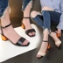 2018 từ khóa mới sandal nữ mùa hè với đế dày đơn giản với giày cao gót hoang dã kiểu La Mã hở ngón cho học sinh dép havaianas Sandal