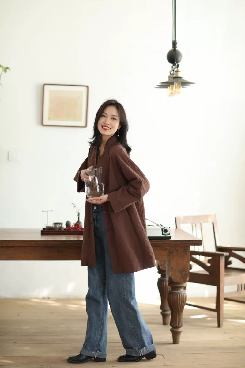 大拙 Retro classic trench coat, mid length, high-quality style, bright catchy style