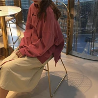 Áo mùa thu phiên bản Hàn Quốc rộng rãi hoang dã ulzzang phong cách Harajuku bf áo len dài tay trùm đầu áo khoác nữ sinh viên áo len cổ lọ