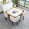 Imitation of marble square+yellow and white leather chair 4 chairs