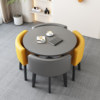 Gray round table+2 yellow 2 gray leather chair one table 4 chair gray round table+2 yellow 2 gray leather chair one table 4 chair