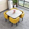 Imitation of marble square+yellow leather chair 4 chairs