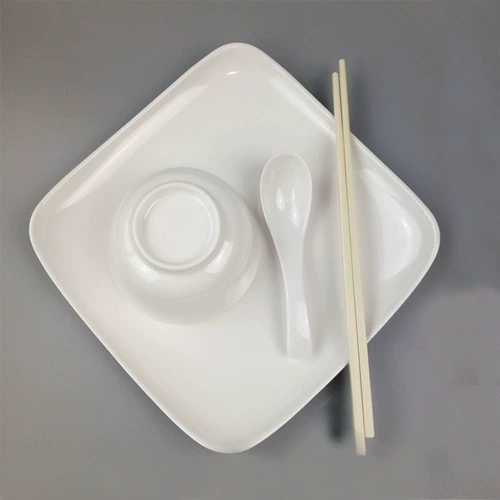 A5 Подлинная мощная белая квадратная тарелка пластиковая тарелка столовая, покрывающая рисовая диск западный обеденный стейк имитация фарфоровой посуды