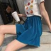 Quần ống rộng xếp li nữ mặc quần lửng cạp cao mùa hè mới lỏng lẻo Quần âu Hàn Quốc quần short voan lụa băng - Quần short